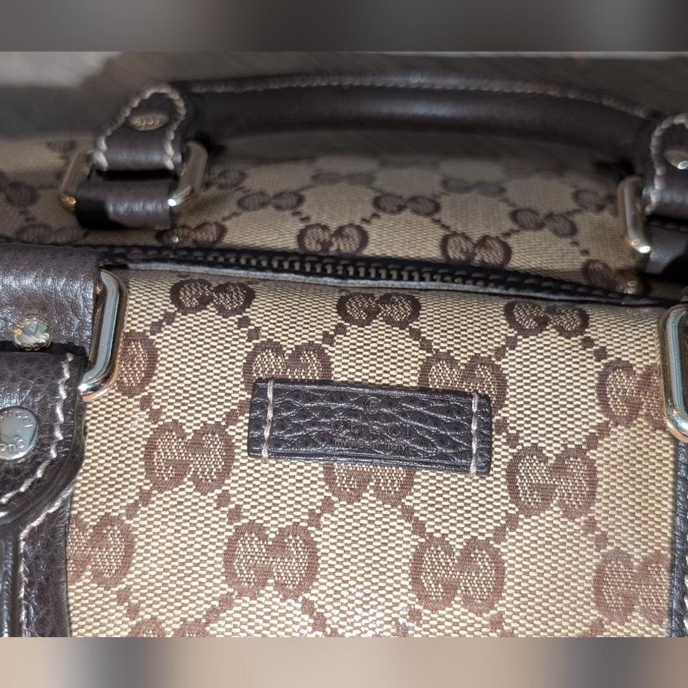 Gucci Tan and Brown Monogram Travel Bag - Picture 7 of 8